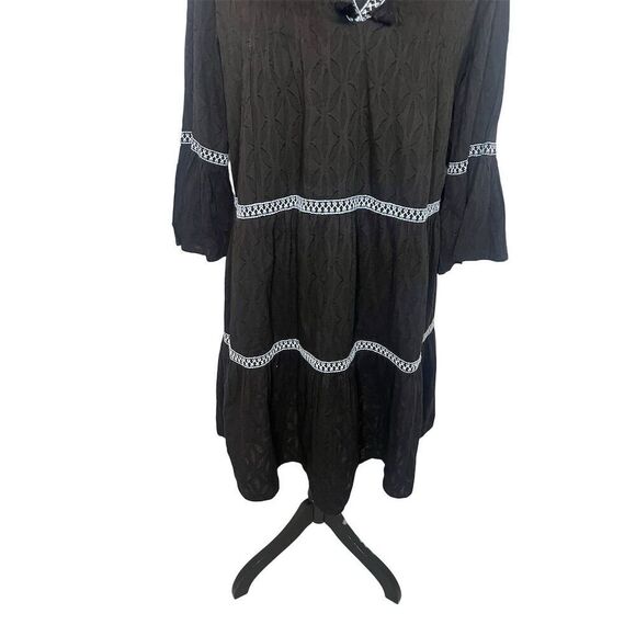 NWT TOMMY BAHAMA EMBROIDERED TIERED COTTON TASSEL BLACK DRESS WOMENS SIZE SMALL - Picture 10 of 12